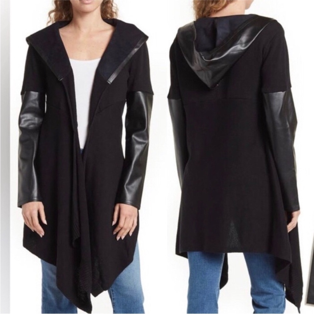 Blank NYC sweater faux leather combo